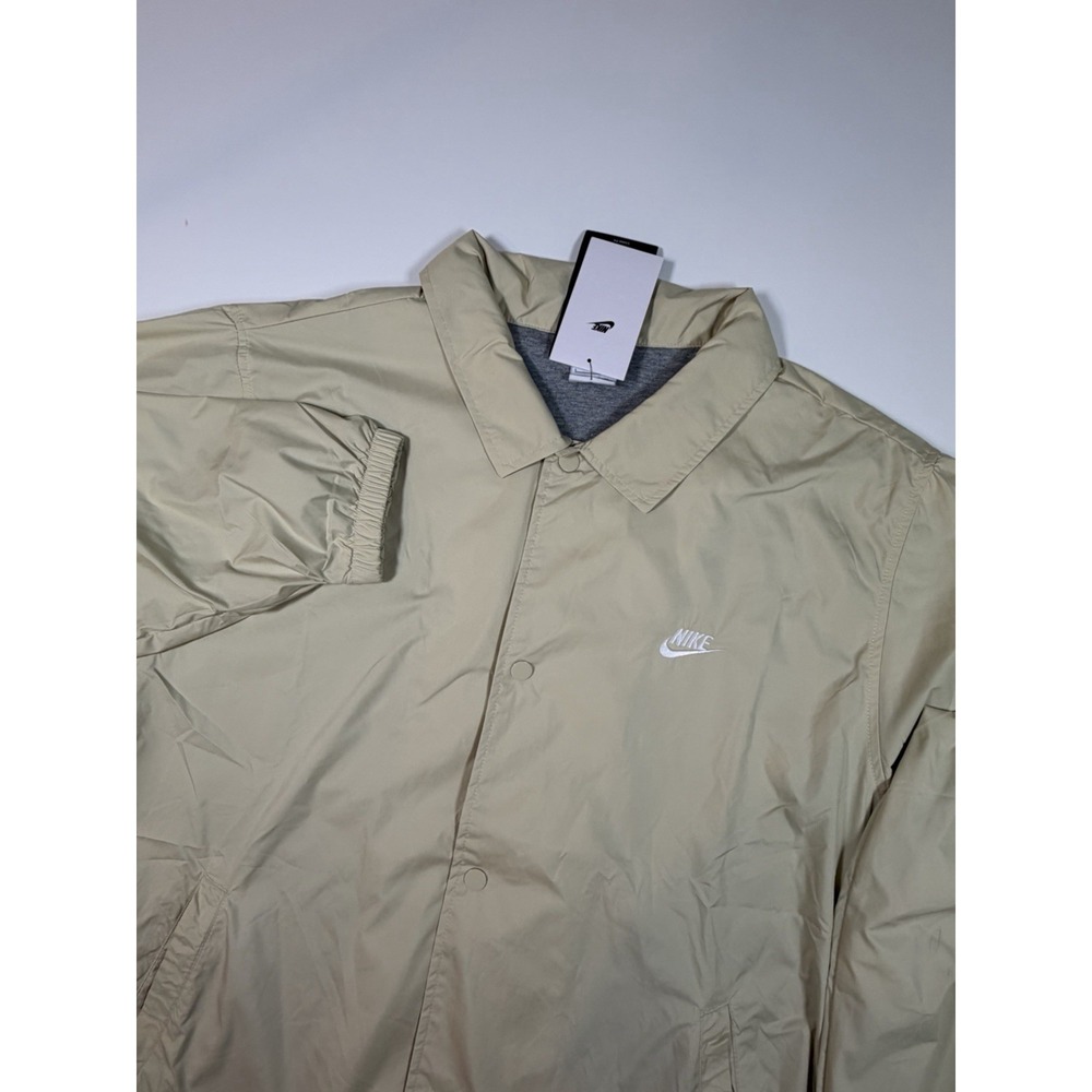 Nike Club Coaches Jacket Mens Large Beige Windbreaker Lined FN3316-229 NWT